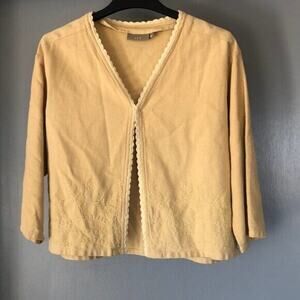 Women’s Soft Ivy open front cotton blend jacket crochet embroidery sz M